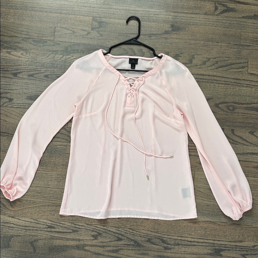 Worthington Light Pink Lace-Up Blouse - Picture 5 of 16
